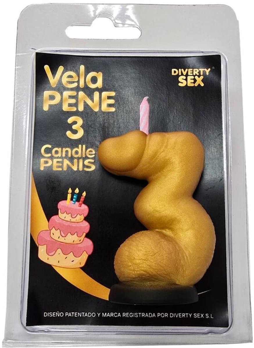 Penis Kaars Nummer 3 Goud — afbeelding 1