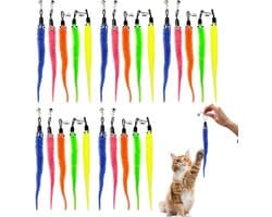 25 stuks vervangend aas voor kattenhengel, interactief kattenspeelgoed voor zelfbezigheid, kleurrijke worm-hangerset voor wandspeelgoed, 5 kleuren zeepaardjeswormen voor kittens jachtinstinct training