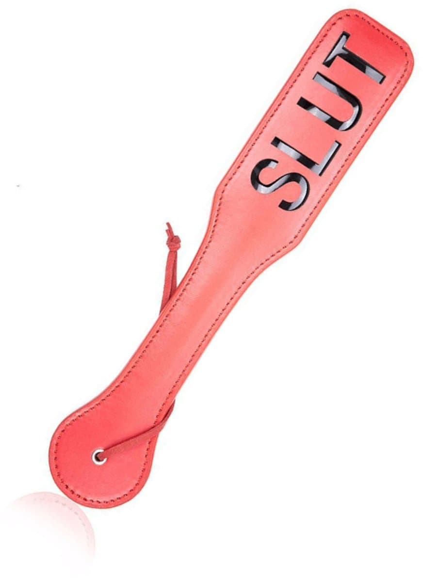 Adultshop - Spankplank SLUT - Spankplank SLUT | Luxe Rode PU Leder BDSM Paddle voor Dominante Spanking Sessies — afbeelding 1