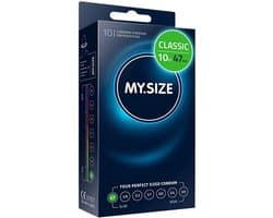 MY.SIZE Classic condooms maat 1 I 47 mm breed I 10 stuks standaard verpakking I premium condooms extra dun I condooms true to touch gossamer I dunne 0,07 mm wanddikte I condooms veganistisch