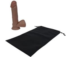 Sensationsdeluxe - Realistische Dildo met balzak - 18 cm - Dildo met zuignap - Beige -Sex speeltje voor Mannen Anaal - en voor Vrouwen en man - Dildo Zakje