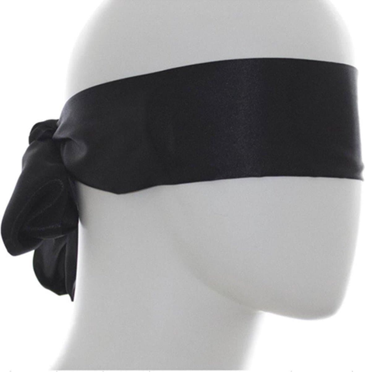 Zwarte Blindfold van zilk - Blinddoek - SM — afbeelding 1