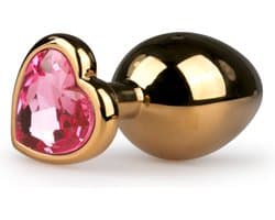 EasyToys - Buttplug met Hartje - Sex Toys voor Mannen en Vrouwen - Buttplugs - Goud/Roze