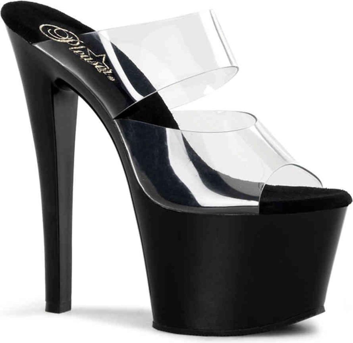 Pleaser - SKY-302 Muiltjes - Paaldans schoenen - 40 Shoes - Zwart/Transparant — afbeelding 1