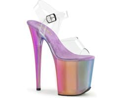 Pleaser - FLAMINGO808RMT Sandaal met enkelband, Paaldans schoenen - US 10 - 40 Shoes - Transparant/Regenboog