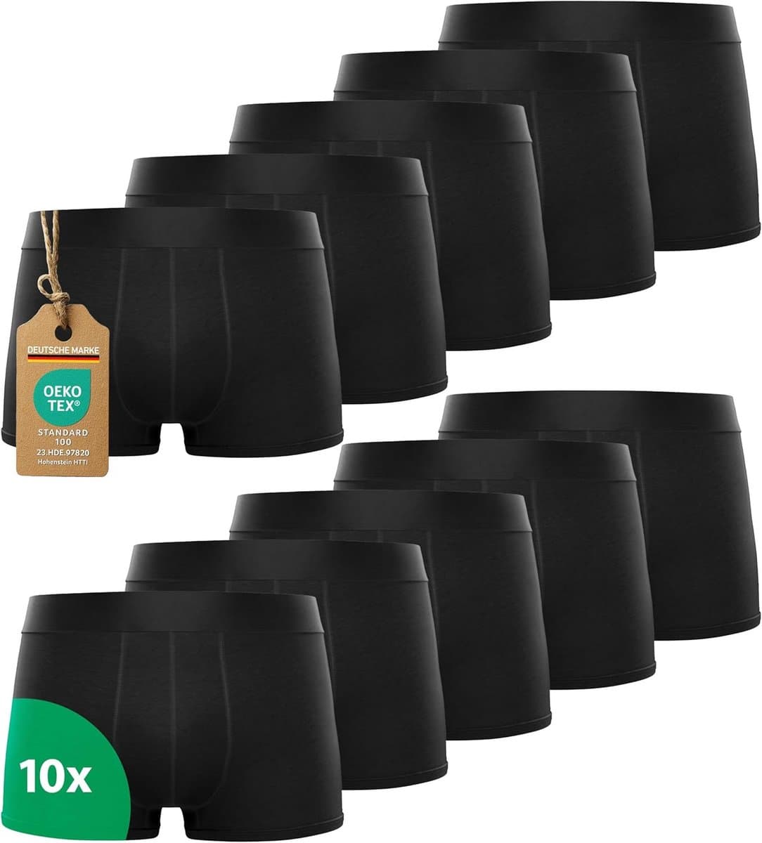 Kemes Boxershorts voor heren, 10 stuks, katoen, zwart, onderbroeken, ademend, ondergoed voor heren — afbeelding 1