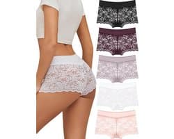 Set van 5 sexy boxershorts voor dames - ademdend, katoenen stretch shorty ondergoed in S-XXL