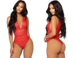 Knaak Bodystocking - Erotische Lingerie - Rood - Verleidelijke Open Details - One Size - Sexy Look