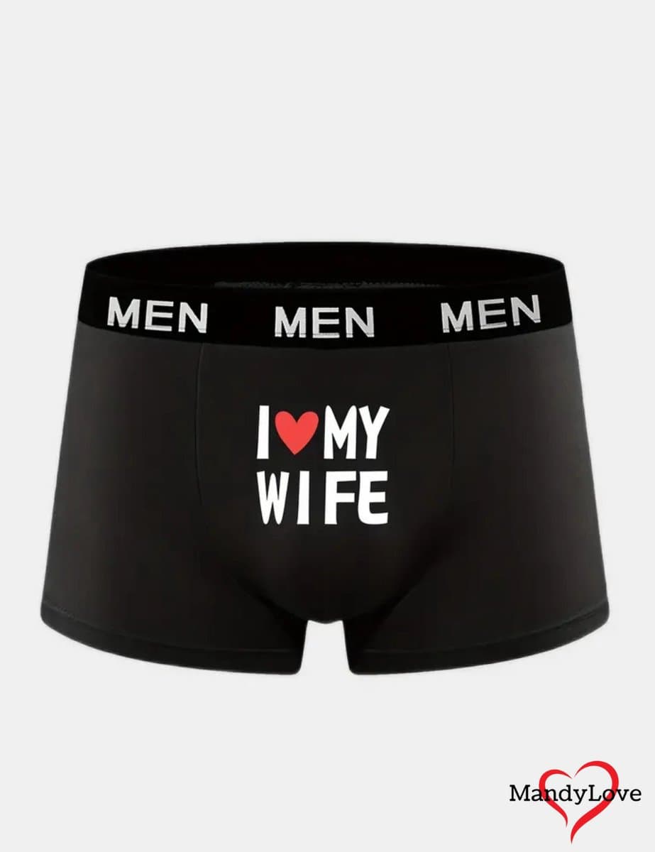I Love My Wife heren boxers - Maat 2XL - zwarte strakke boxershorts mannen - boxer onderbroeken ondergoed underwear boxershort erotiek mannen — afbeelding 1