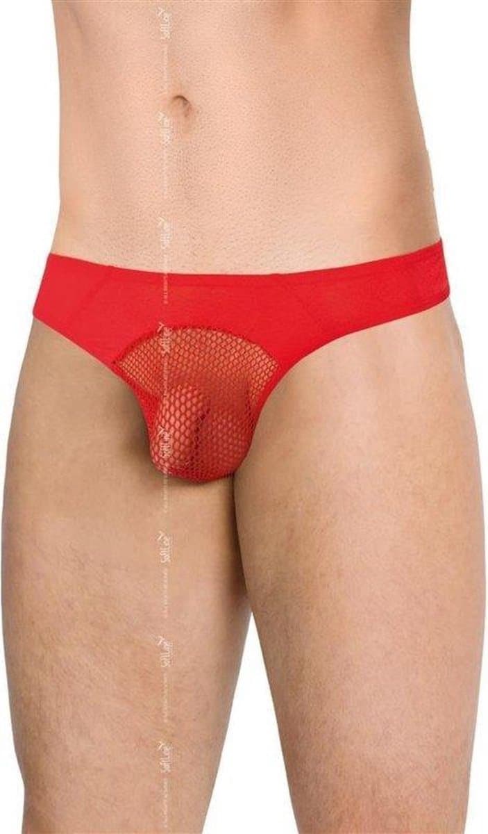 Sexy doorzichtige herenslip met visnet rood M/L — afbeelding 1