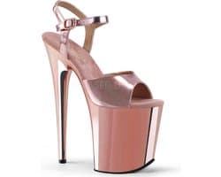 Pleaser - FLAMINGO-809 Sandaal met enkelband, Paaldans schoenen - Paaldans schoenen - 36 Shoes - Roze/Goudkleurig