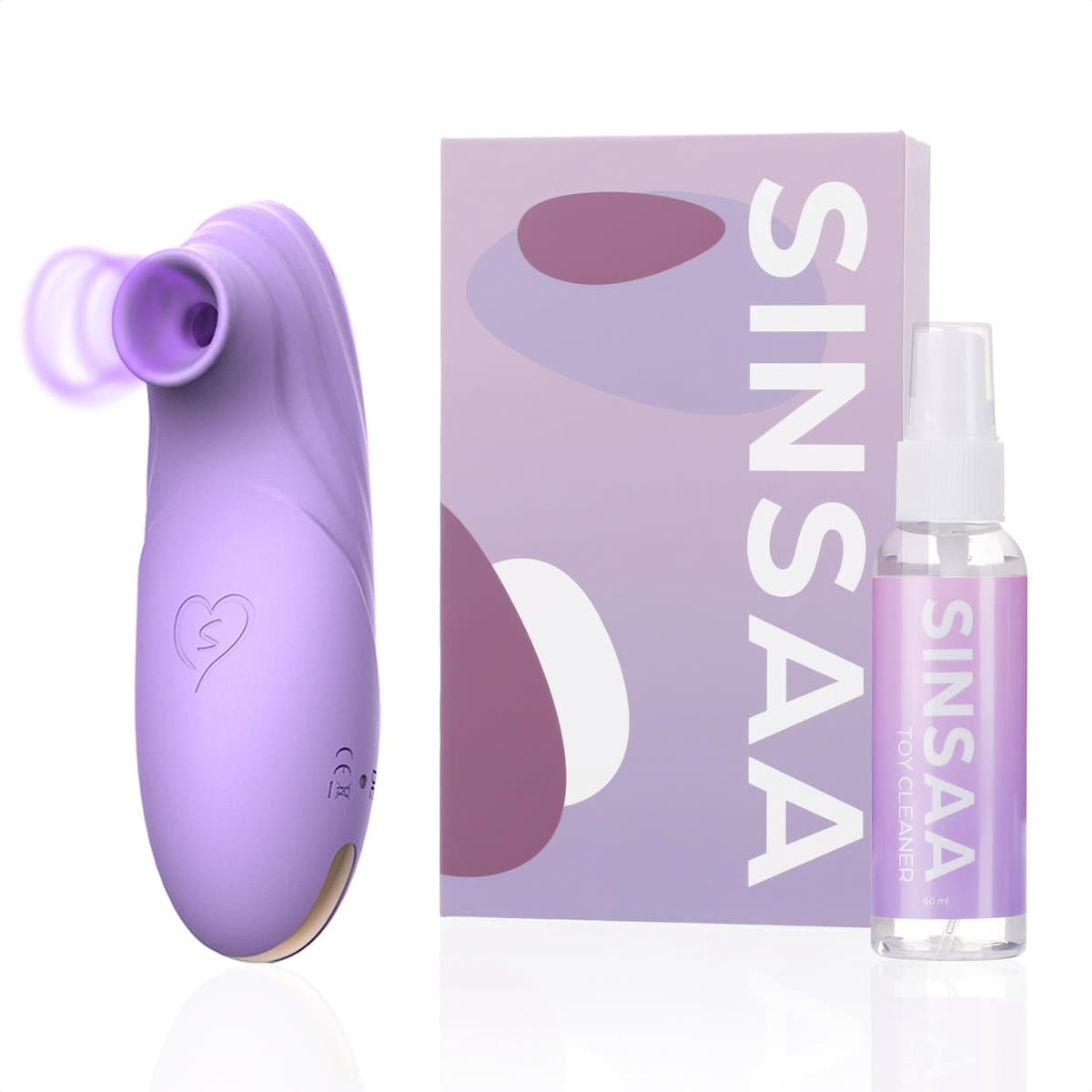 Sinsaa Luchtdruk Vibrator voor Vrouwen - Clitoris Stimulator - Sex Toys voor Vrouwen - Sexspeeltjes voor Koppels - 10 Zuigfunctie Snelheden - Inclusief Sextoy Cleaner - Chloé Satisfy Paars — afbeelding 1