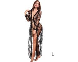Verleidelijke Sexy Kanten Dames Kimono met Bloemenmotief – Doorzichtig & Comfortabel | Maat L | Spandex/Lycra