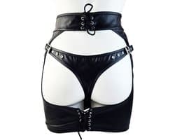 BamBella® - BDSM rok - Maat S M L - Shiny Wetlook - Sexy Erotische rokje Super shine metallic Lame Glans Zwart