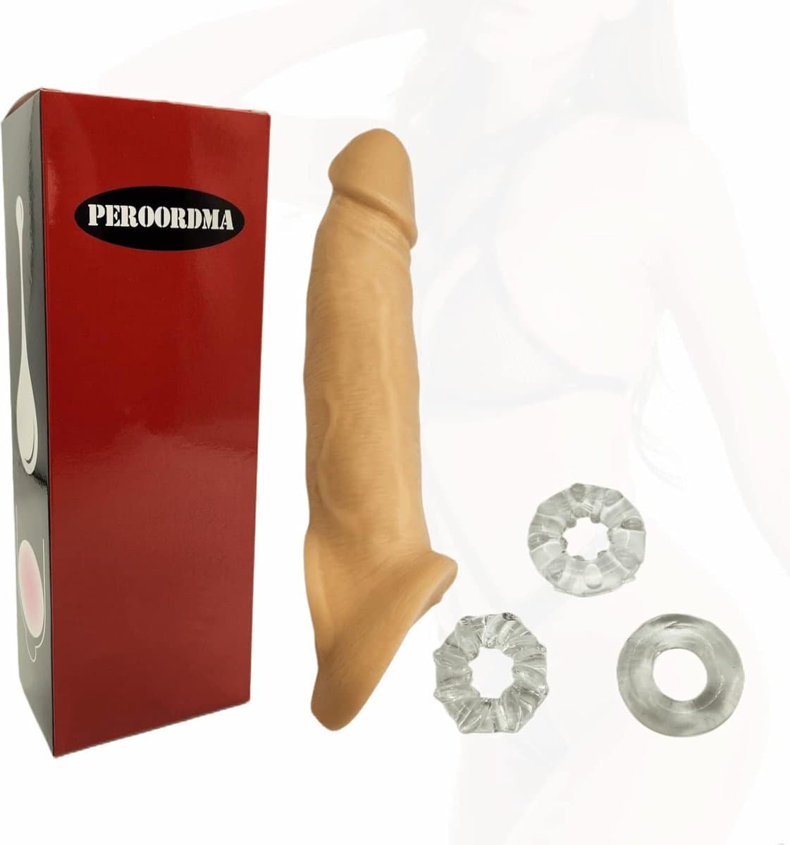Realistische dildo's sleeve met testikelringen penismanchetten fetisj vertraging ejaculatie erectie verbetering van het uithoudingsvermogen grotere verharder langere seksspeeltje voor — afbeelding 1