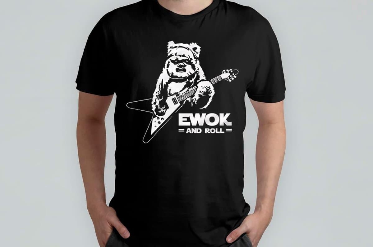 Grappig Ewok Rock Muziek Gitaar T-shirt Cadeau voor Mannen en Vrouwen — afbeelding 1