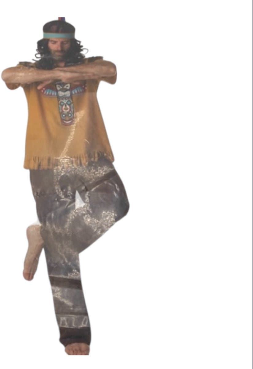 Sexy Indianen Kostuum – Bruine Broek, Geprinte Blouse & Bijpassende Haarband - Maat M — afbeelding 1