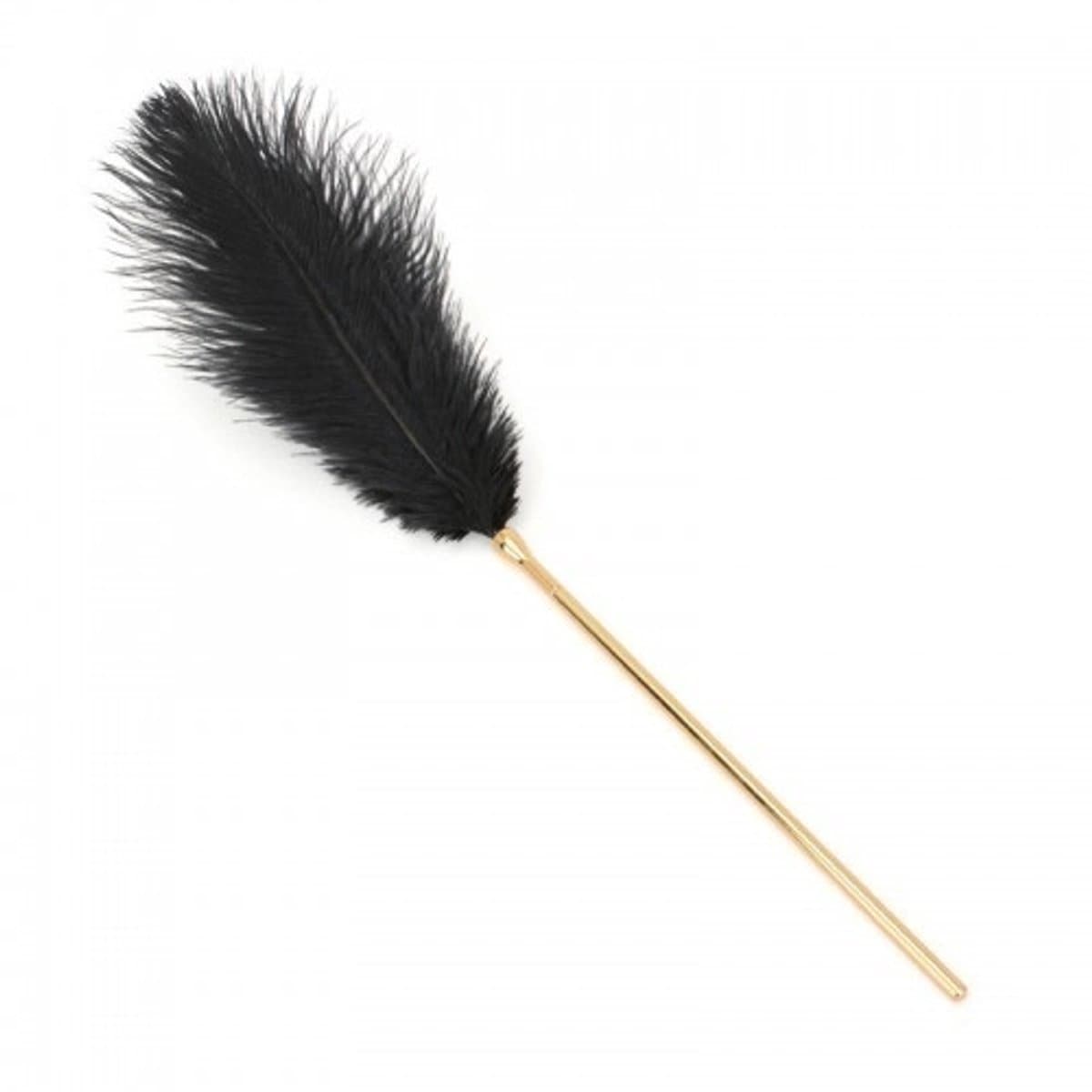 Nooitmeersaai - Kietelaar met veren - Veren/metaal - Zwart/goud - 23cm — afbeelding 1