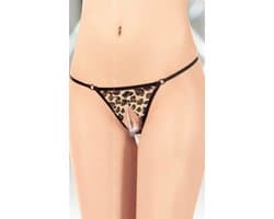 Softline- sexy luipaard string met verleidelijk gaatje en een verleidelijk zilveren kettinkje. Onesize S t/m L