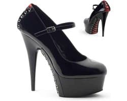 Pleaser - DELIGHT687FH Pumps - US 6 - 36 Shoes - Zwart/Rood