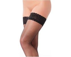 Amorable - Erotische Kousen - Hold-up Visnet Kousen - Zwart - One Size