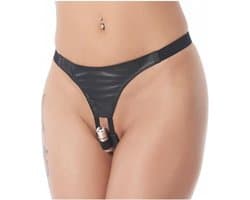 Rimba - Vibrerend Slipje - Met Bullet Vibrator - Leer - Zwart