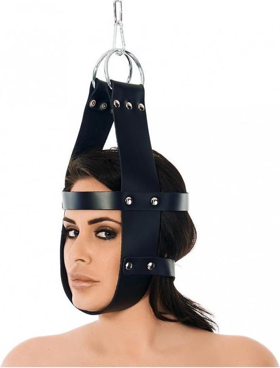 Rimba - Bondage Suspension Masker Met Ringen En Kinband - Zwart — afbeelding 1