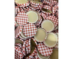 Deksels voor glazen, tot 82 mm, geschikt voor 230 / 350 / 435 ml / 565 ml rood geruit.