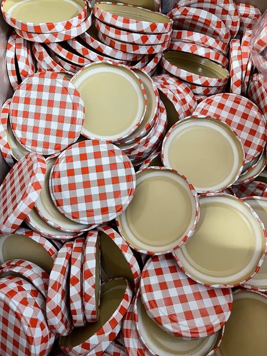 Deksels voor glazen, tot 82 mm, geschikt voor 230 / 350 / 435 ml / 565 ml rood geruit. — afbeelding 1