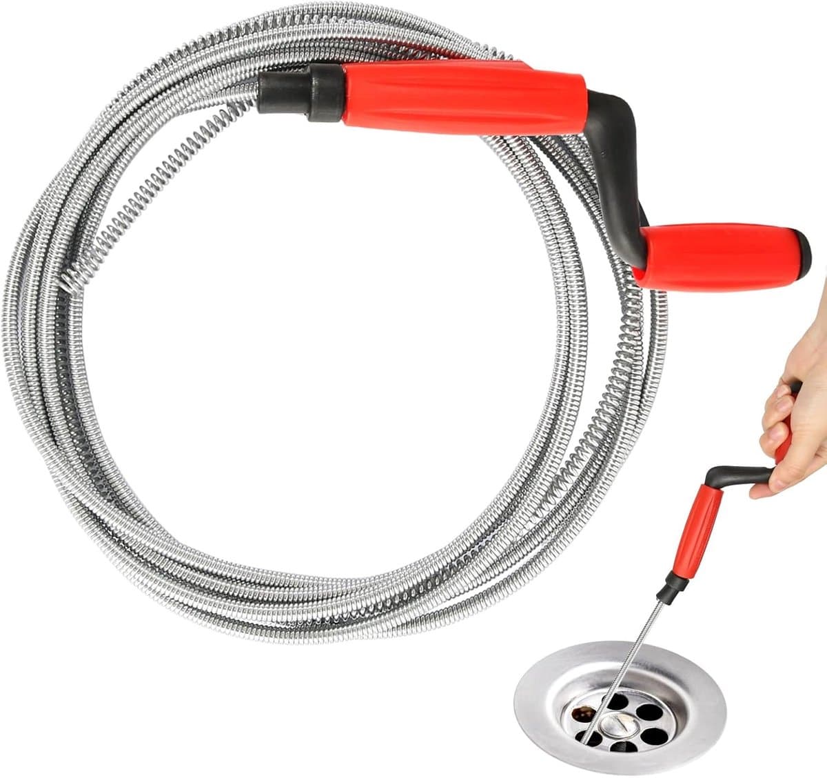 SnelShoppen - Pipe Cleaning Spiral Drain Cleaner 5m x 6mm - Universele Spiral Drainbuis Cleaner voor Hardnekkige Verstoppingen van Hoogwaardig Carbons — afbeelding 1