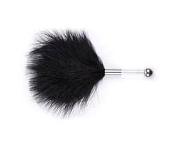 Kietelaar - Veerpluim - Feather tickler - Massageveer - Sensuele accessoire - Zachte veren - Ontspanningsmassage - Streelveer - Strelen - Erotisch speeltje - Zwart - 1 stuk - Jonyx