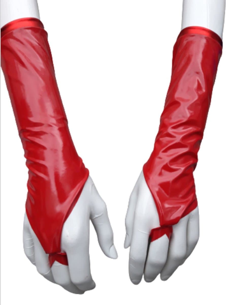 handschoenen van Datex (Mix latex en stof ) kort Rood andschoenen kort S/M Rood — afbeelding 1