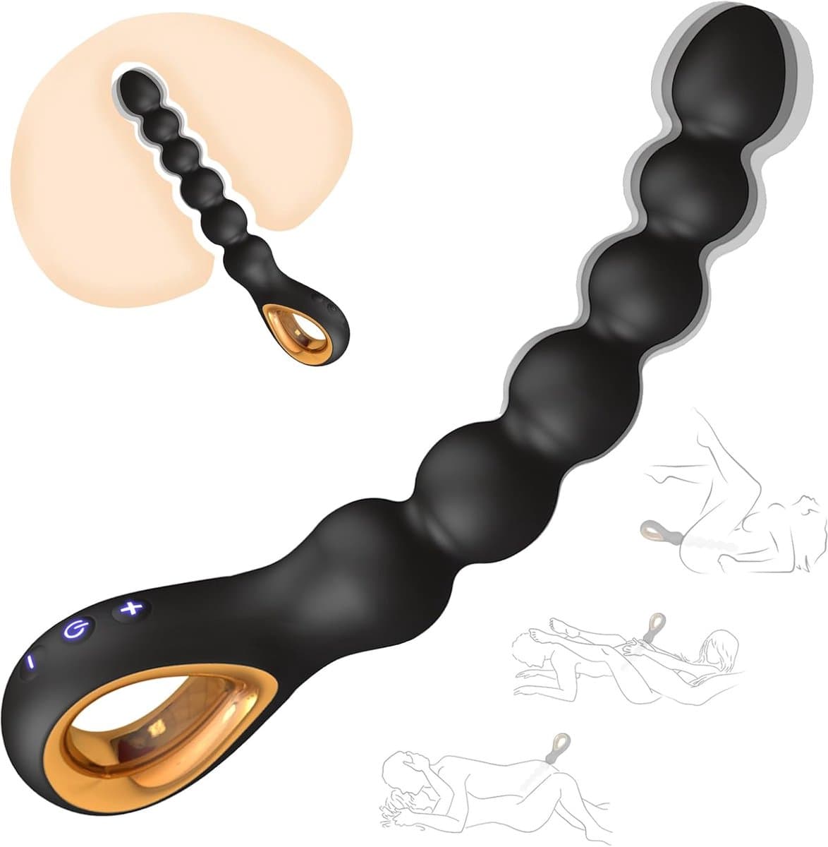 DOWO® - Prostaat Vibrator - Anale kralen - Vibrerende Anaal Stimulator - Anal Beads - Butt Plug- Clitoris Stimulator - Sex Toys voor Koppels - Seksspeeltjes - 10 Standen - Zwart — afbeelding 1