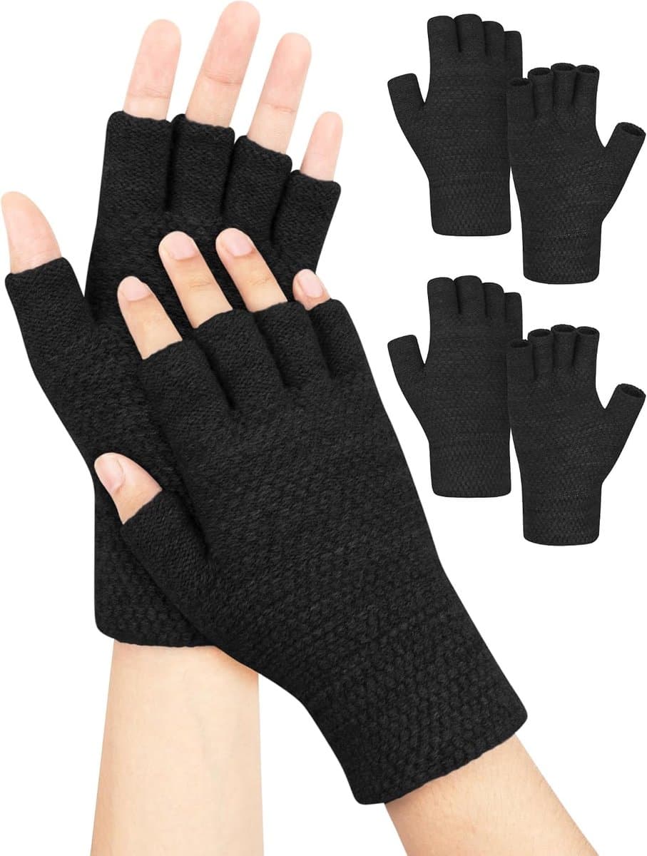 Handschoenen voor heren en dames, winterhandschoenen zonder vingers, uniseks vingerhandschoenen zonder vingertoppen, warm, voor sport, outdoor, kamperen, kamperen — afbeelding 1