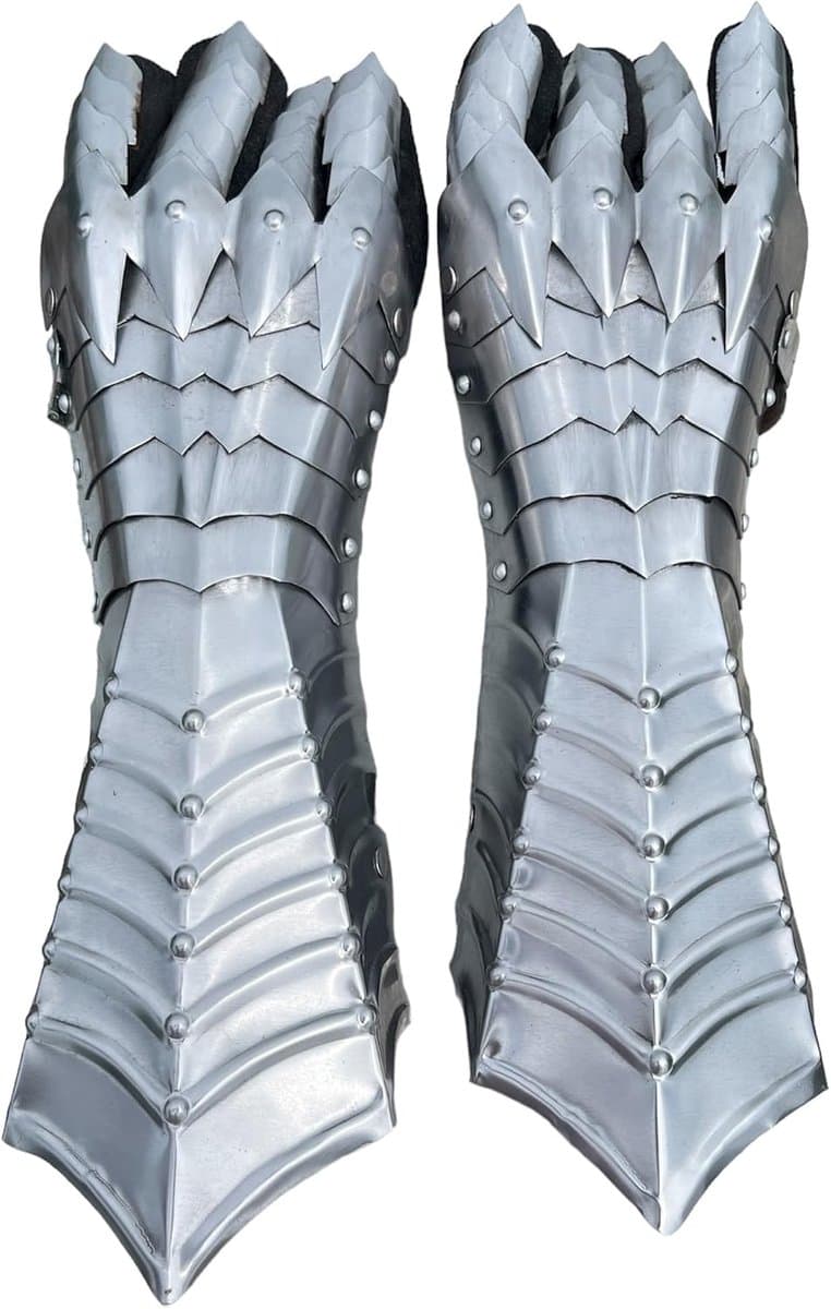 Nazgul Fantasy Gauntlets SCA Armor Gauntlets Handschoenen Ijzer Met Exp Shipping, Zilver, Medium — afbeelding 1