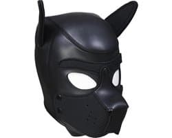 Neopreen Puppy Hood Zwart – Comfortabel hondenmasker voor puppy play XL