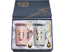 Romantisch Huwelijkscadeau voor Koppels - 2 Stuks Keramische Geschenkmokken 400ml