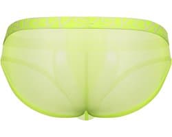 SUKREW Sheer Low-rise Brief Acid Yellow - MAAT XXL - Erotisch Heren Ondergoed - Slip voor Man - Sexy mannen Slip