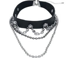 Gothicana Zwarte halsketting / choker met ketting details - Dames - Standard