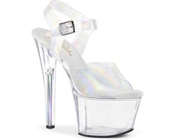 Pleaser - SKY-308N-RBH Sandaal met enkelband, Paaldans schoenen - Paaldans schoenen - 38 Shoes - Transparant