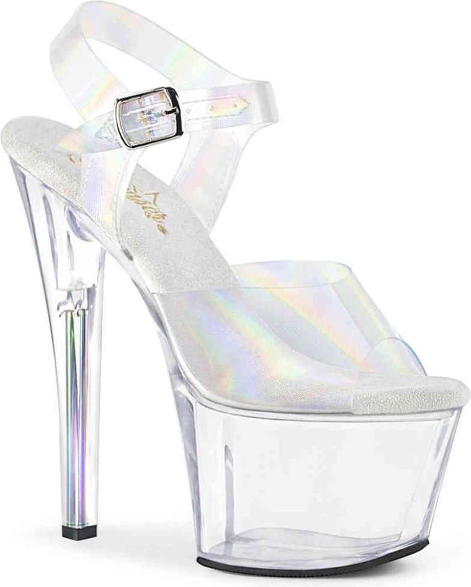 Pleaser - SKY-308N-RBH Sandaal met enkelband, Paaldans schoenen - Paaldans schoenen - 38 Shoes - Transparant — afbeelding 1