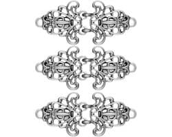3 paar Cloak Clasp sluitsluitingen, vintage bloemen capesluitingen, vintage pullover sjaal clips voor truien, sjaals, cardigan, gespen (zilver)