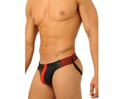 Leren Jockstrap zwart/rood maat small