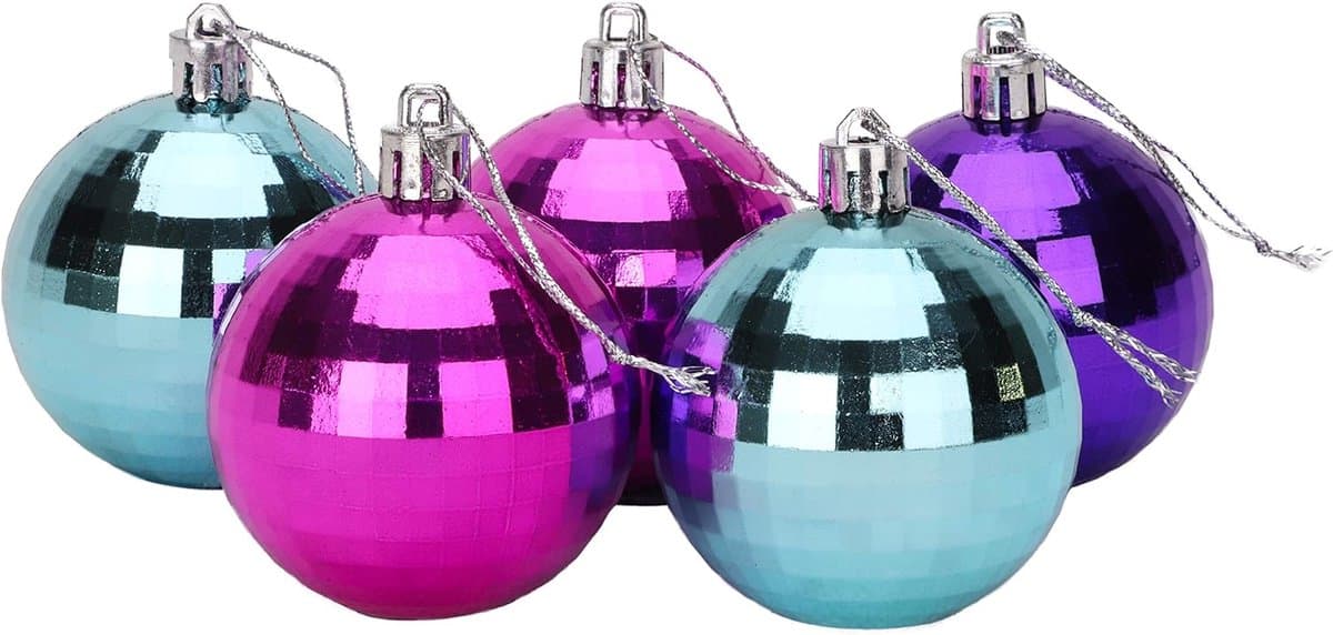 SET OF 5 6 CM DISCO BLUE PINK, PURPLE & ICE BLUE — afbeelding 1