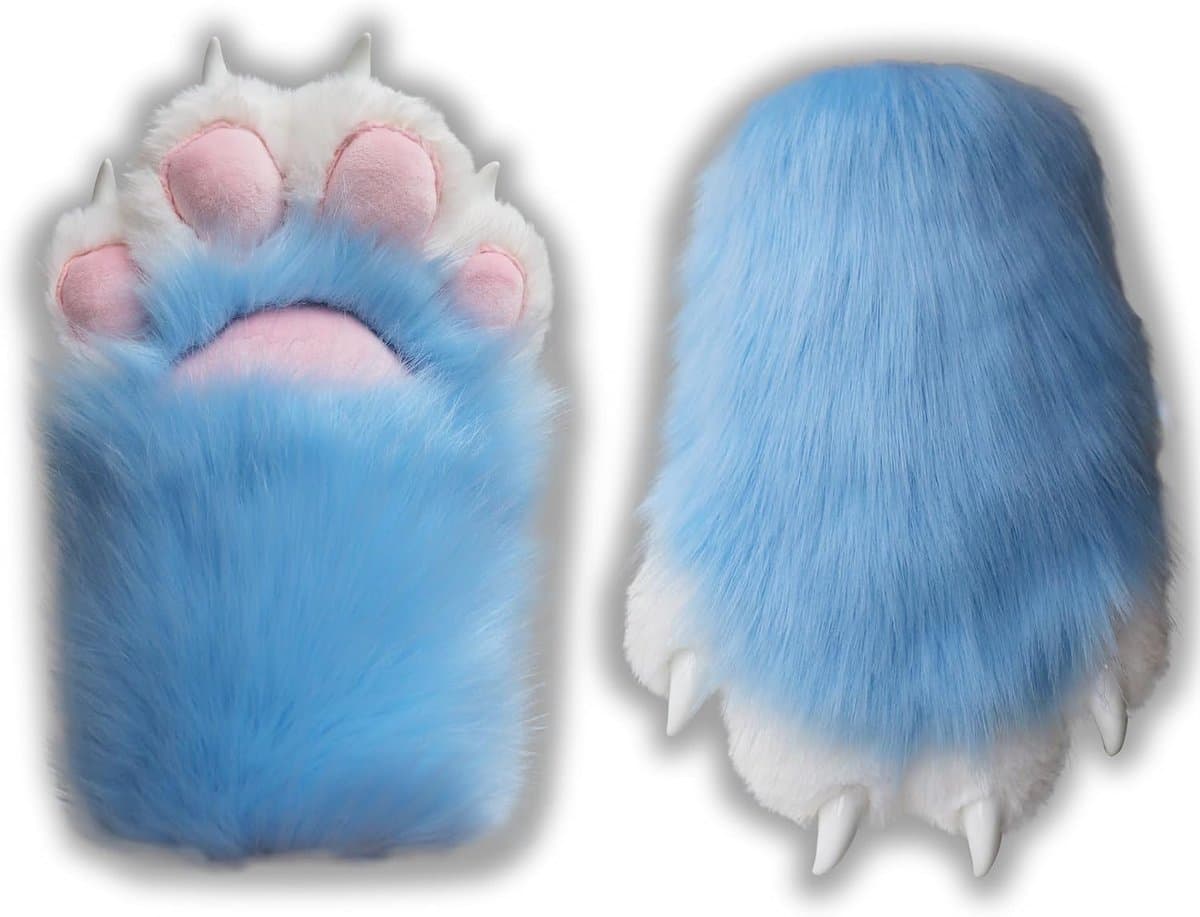 Fursuit Poten Faux Fur Pluche Harige Poten, Therian Poten met klauwen, Padding Therian Handschoenen, Harige Spullen Kat Poot Handschoenen Wolf Poot Vos Harige Handschoenen — afbeelding 1