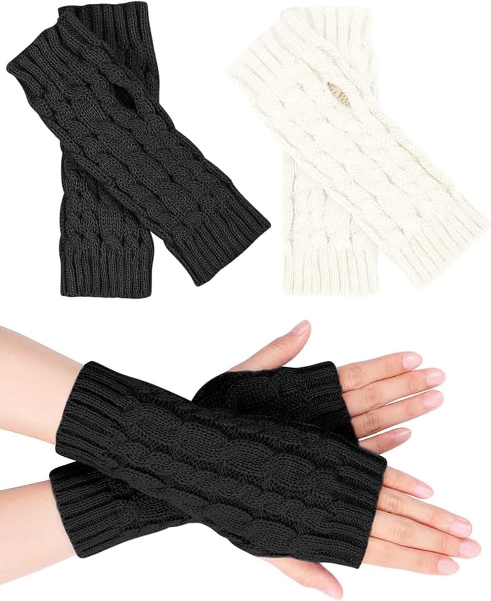 Handschoenen, dames polswarmers winter gebreide handschoenen warme korte halve handwarmers unisex — afbeelding 1