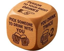 Drinkspel Hout - Tafelspel Feest - Feestelijke Interactie - Grappige Uitdagingen - 6.8 x 5.8 x 5.9 cm - Niet gespecificeerd