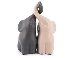 Verliefde olifanten set van 2 - Keramische decoratie 11 cm