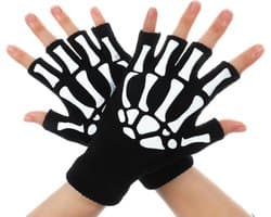 1 Paar Halloween Schedel Bone Hand Handschoenen Skelet Vingerloze Handschoenen Voor Mannen Vrouwen Kids Bone Handschoen Unisex Punk Goth Accessoires In Het Donker Halloween Kostuum Emo