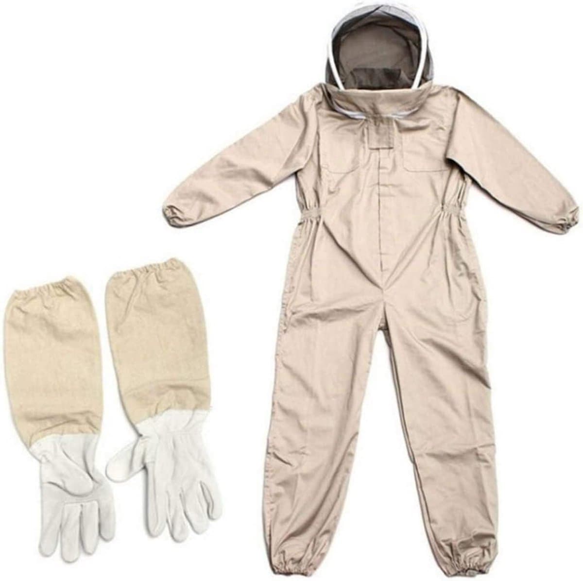 Beschermende kleding, comfortabele honingkledingset met afneembare sjaal en elastische banden, voor de bijenteelt, van polyester katoen, koffie, L, XL, XXL (XXXL) — afbeelding 1